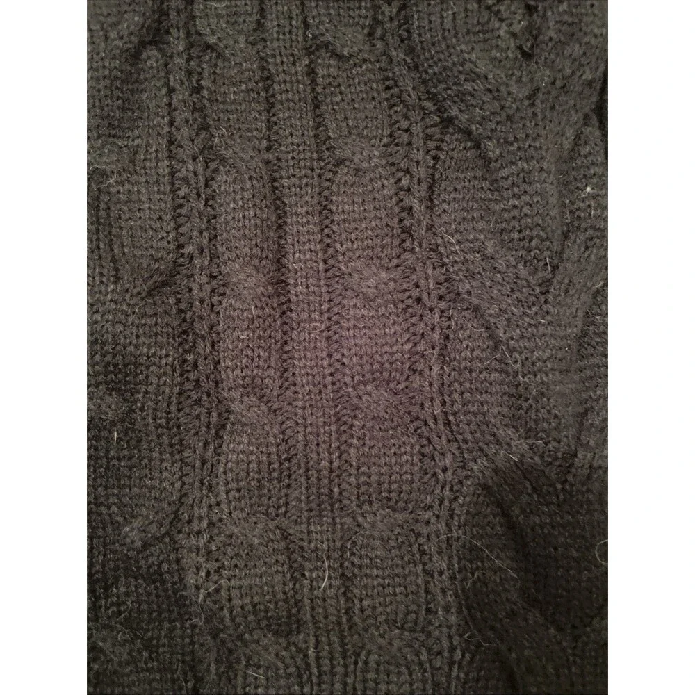 2-Women's Black / Gray Solid Cable-Knit V-Neck Sleeveless Sweater Vest , S